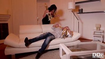 Sienna Day & Inna Innaki acquire his dick up their narrowly backside